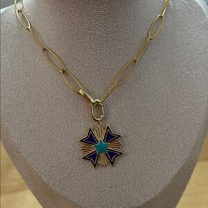 Gold Necklace with Blue Star Pendant